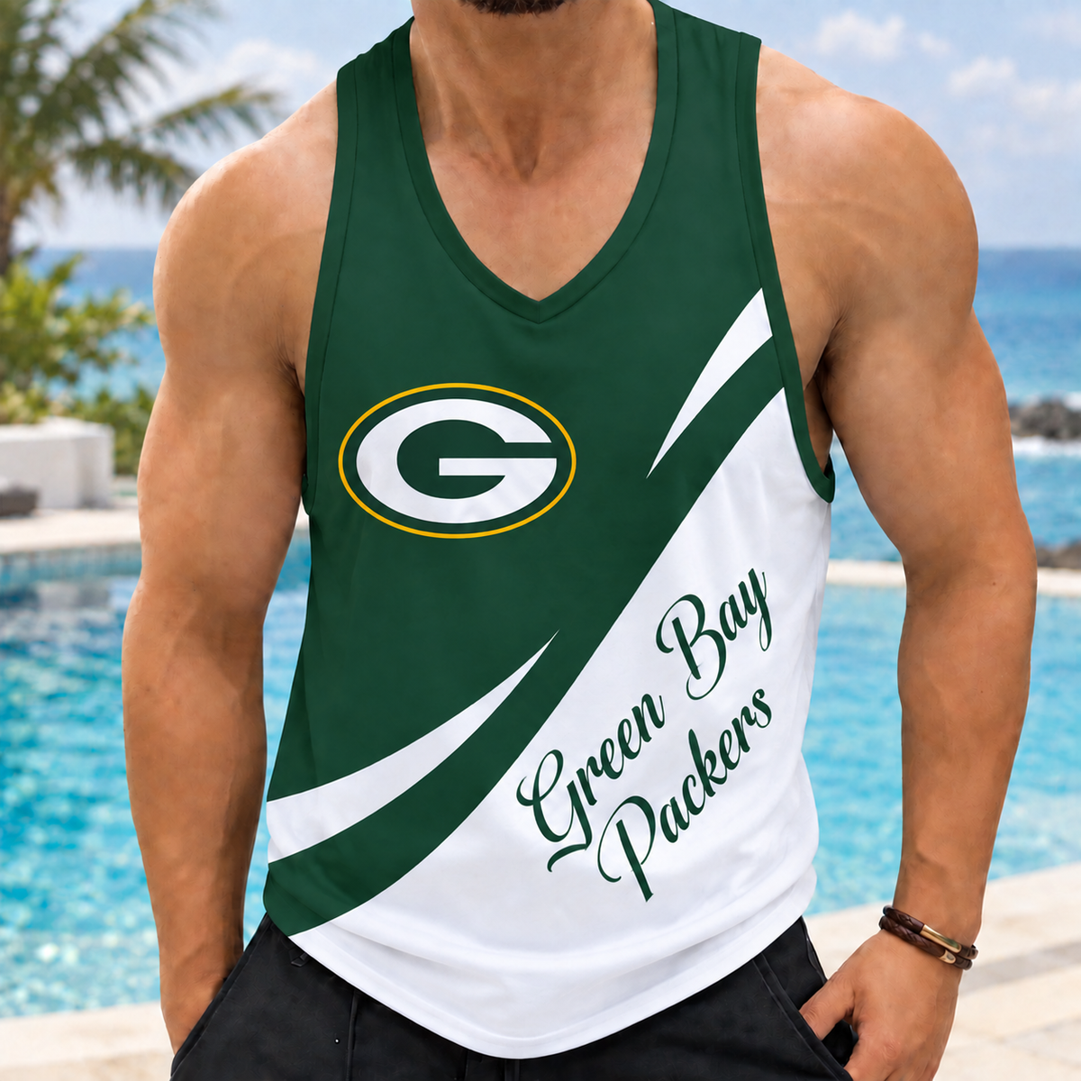 ELITE EDITION - NEW CUSTOMIZED NFL08 GBP GREEN BAY PACKERS MEN'S TANK TOP
