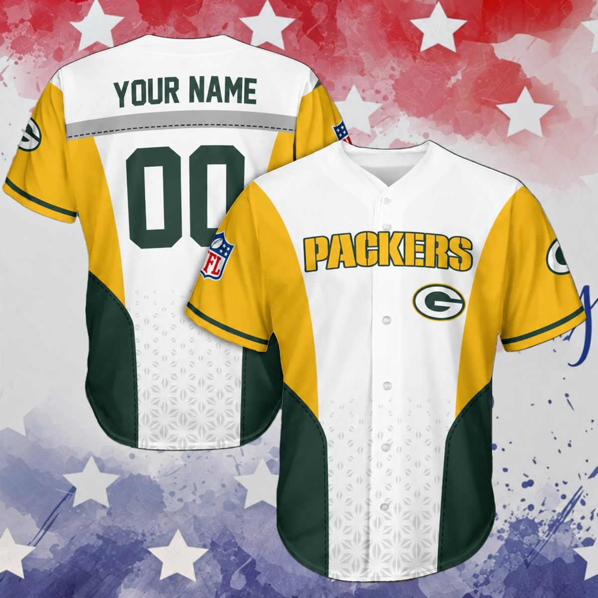 VIRAL EDITION - NEW CUSTOMIZED NFL08 GBP GREEN BAY PACKERS BASEBALL JERSEY