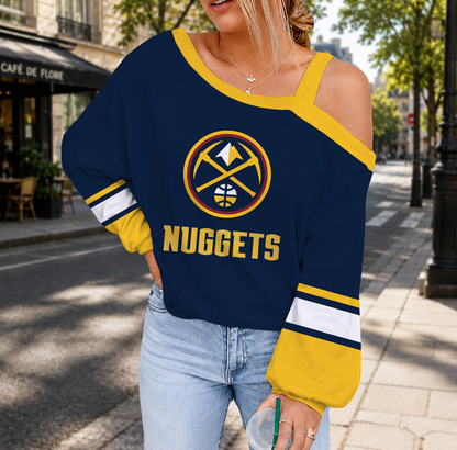 FINAL SALE - NEW CUSTOMIZED NBA08 DNU DENVER NUGGETS DROP SHOULDER SWEATSHIRT