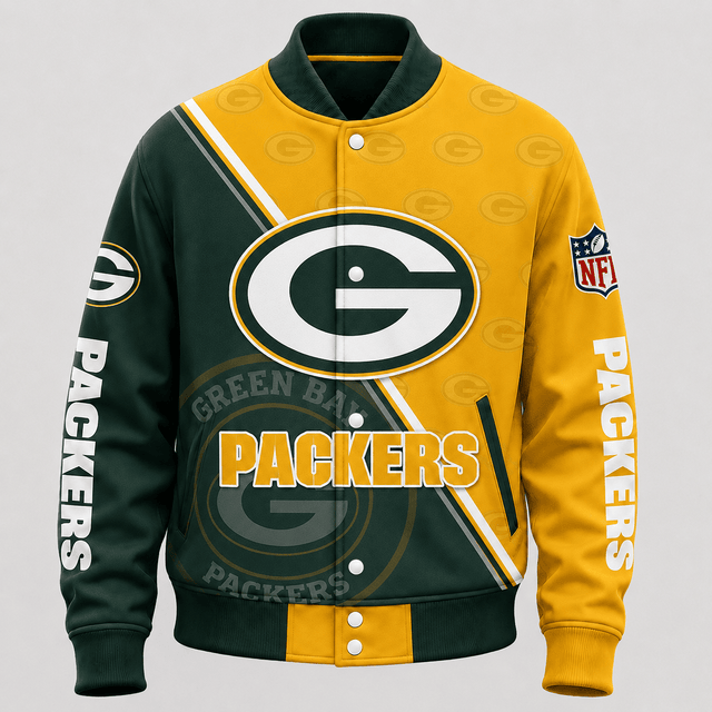 SPECIAL EDITION - NEW CUSTOMIZED | NFL08 GBP GREEN BAY PACKERS SATIN VARSITY & BASEBALL JACKET