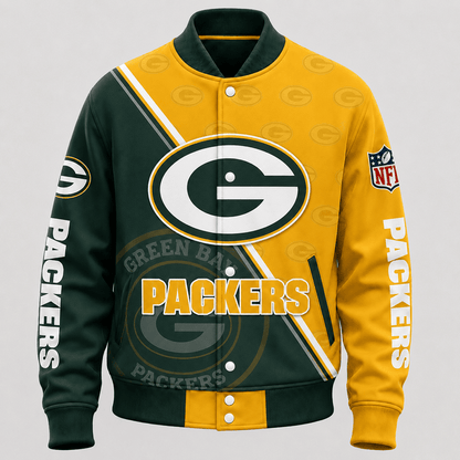 SPECIAL EDITION - NEW CUSTOMIZED | NFL08 GBP GREEN BAY PACKERS SATIN VARSITY & BASEBALL JACKET