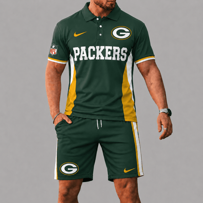 SPECIAL EDITION - NEW CUSTOMIZED | NFL08 GBP GREEN BAY PACKERS POLO SHIRT & SHORT PANTS SET
