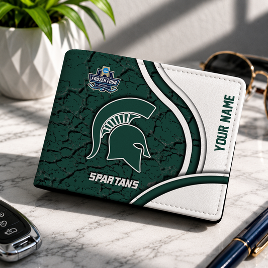 FINAL CLEARANCE - NEW CUSTOMIZED NCAA MFF08 MSS MICHIGAN STATE SPARTANS LEATHER WALLET