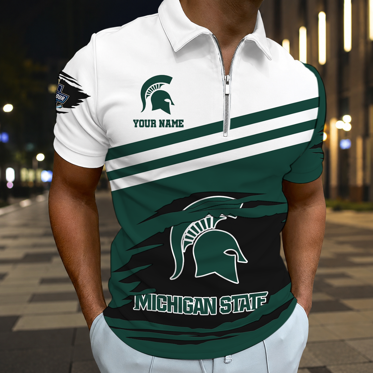 EXCLUSIVE EDITION - NEW CUSTOMIZED NCAA MFF08 MSS MICHIGAN STATE SPARTANS POLO SHIRT, ZIP POLO SHIRT & T-SHIRTS