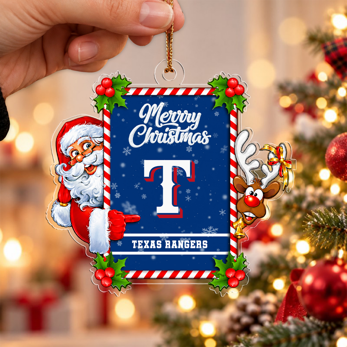 VIRAL EDITION - NEW CUSTOMIZED MLB08 TRS TEXAS RANGERS CHRISTMAS ACRYLIC ORNAMENT