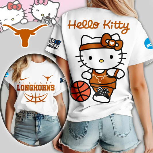 MEGA SALE - NEW CUSTOMIZED NCAA MAM08 TXL TX LONGHORNS HELLO KITTY T-SHIRT, SWEATSHIRT, HOODIE & ZIP HOODIE