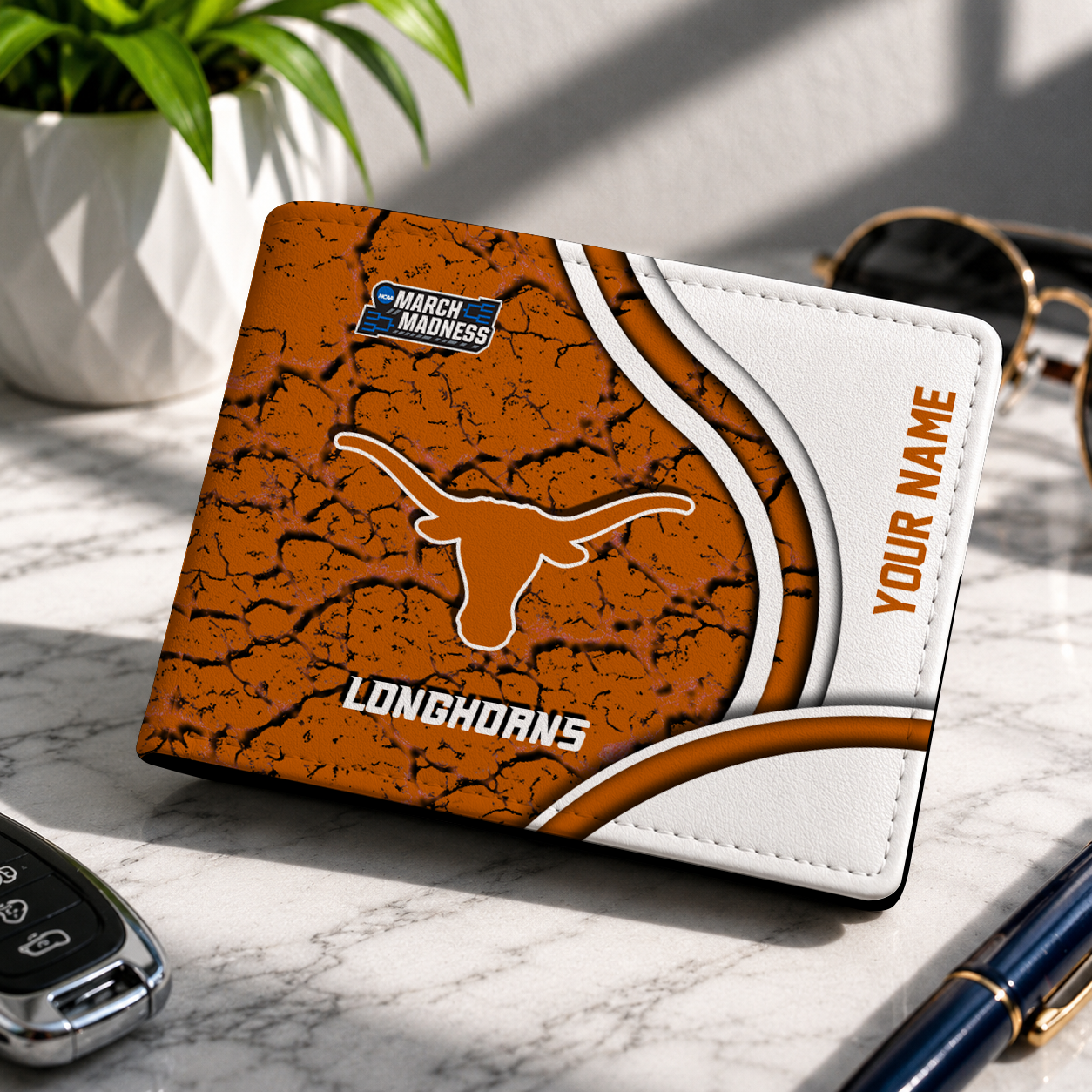 FINAL CLEARANCE - NEW CUSTOMIZED NCAA MAM08 TXL TEXAS LONGHORNS LEATHER WALLET