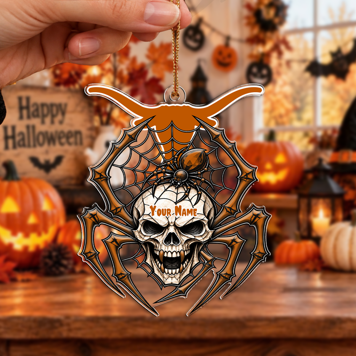 FINAL SALE - NEW CUSTOMIZED NCAA MAM08 TXL TEXAS LONGHORNS HALLOWEEN ACRYLIC ORNAMENT