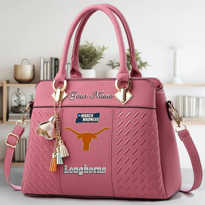VIRAL EDITON - NEW CUSTOMIZED NCAA MAM08 TXL TX LONGHORNS ZIP HANDBAG MULTICOLOR