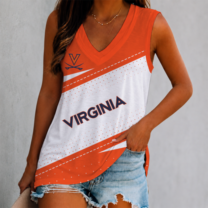 ELITE EDITION - NEW CUSTOMIZED NCAA CFH08 VIC VIRGINIA CAVALIERS WOMEN'S V-NECK TANK TOP