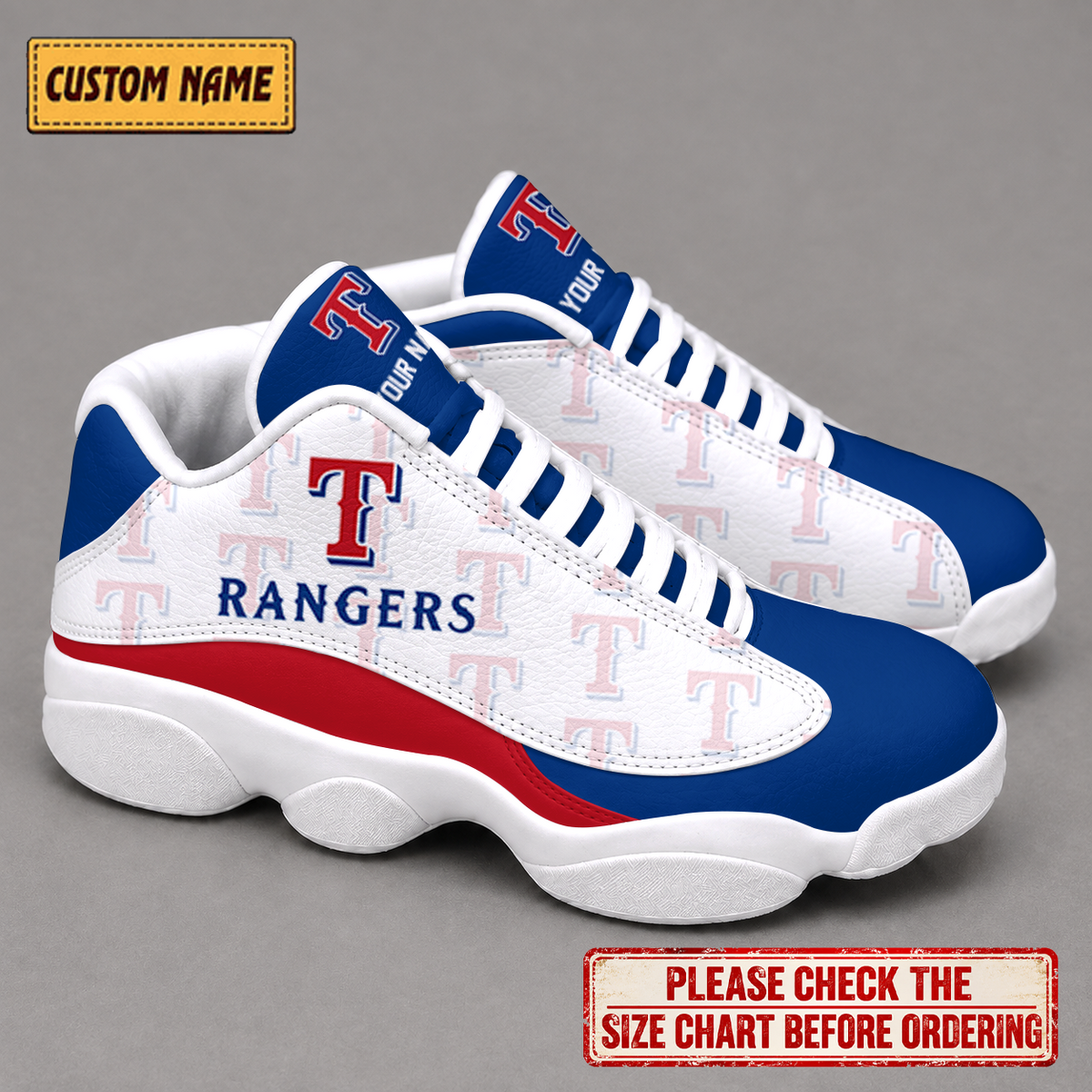 LIMITED EDITION - NEW CUSTOMIZED NFL08 TRS TEXAS RANGERS AIR JORDAN 13 LOW TOP SNEAKER