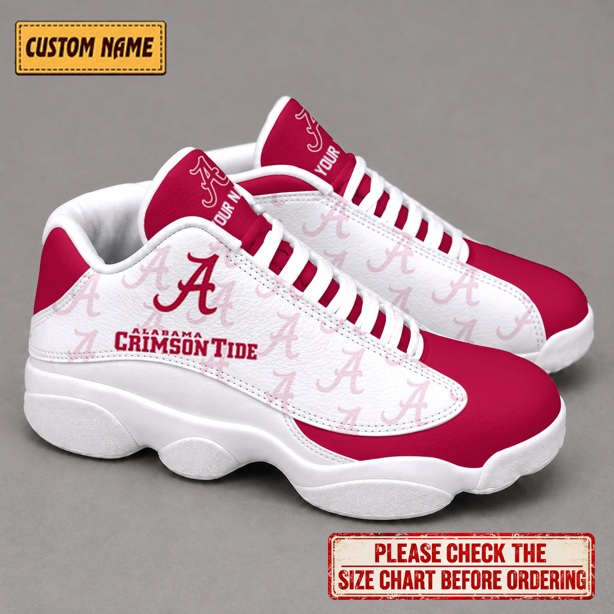 LIMITED EDITION - NEW CUSTOMIZED NCAA FBS08 ABC ALABAMA CRIMSON TIDE AIR JORDAN 13 LOW TOP SNEAKER