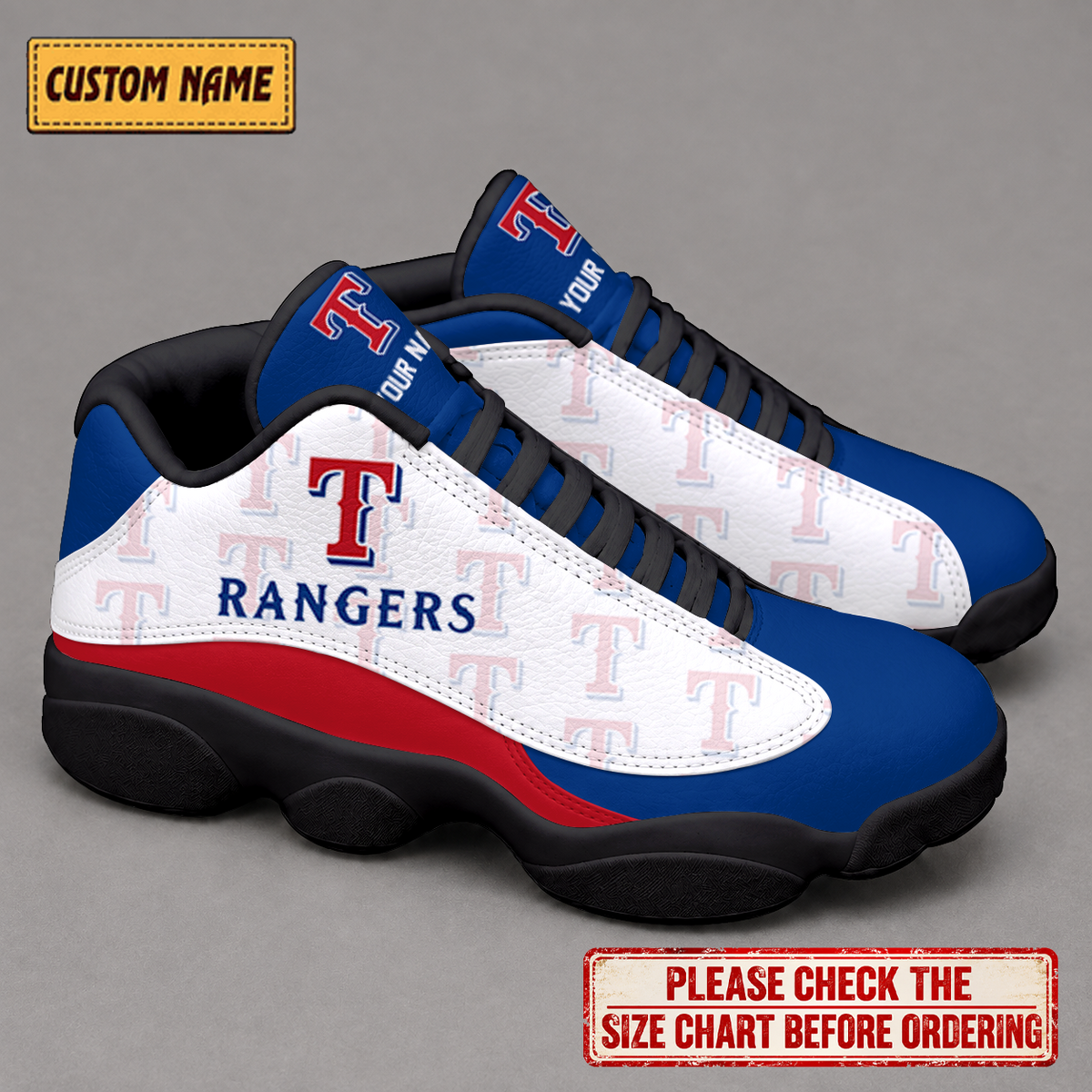 LIMITED EDITION - NEW CUSTOMIZED NFL08 TRS TEXAS RANGERS AIR JORDAN 13 LOW TOP SNEAKER