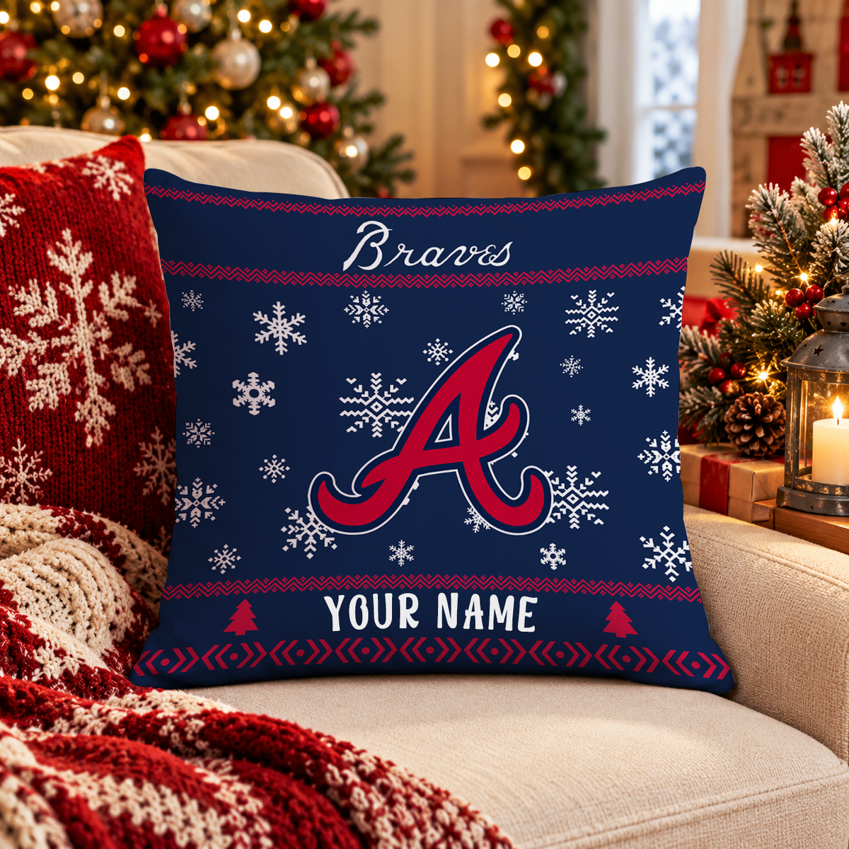 FINAL SALE - NEW PERSONALIZED MLB09 ABS ATLANTA BRAVES PILLOW CASE