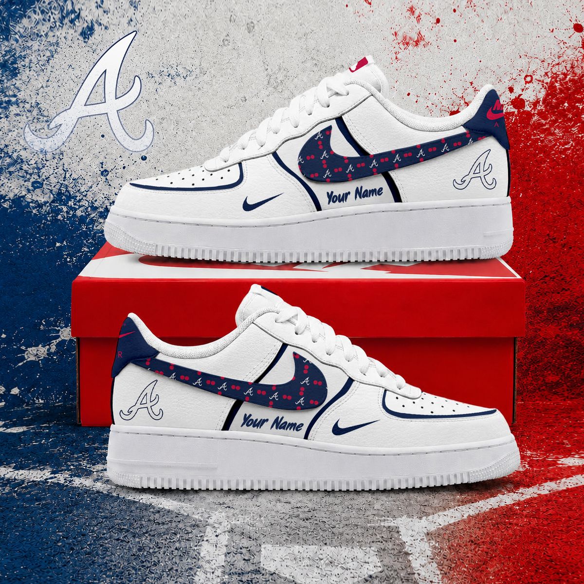 LIMITED EDITION - NEW CUSTOMIZED MLB09 ABS ATLANTA BRAVES AF1 SHOES