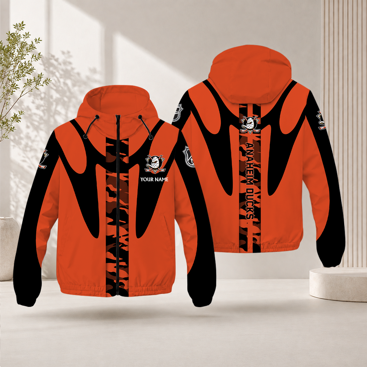 LIMITED EDITION - NEW CUSTOMIZED NHL09 AHD ANAHEIM DUCKS WINDBREAKER JACKET