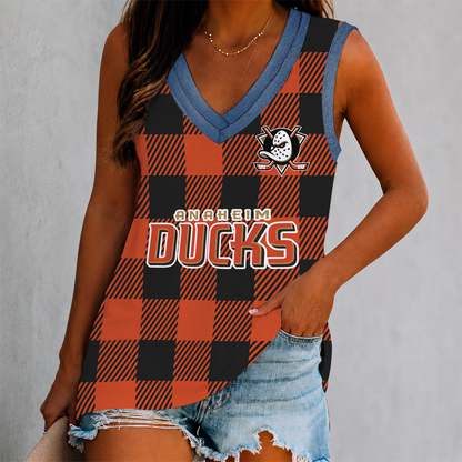 LIMITED EDITION - NEW CUSTOMIZED NHL09 AHD ANAHEIM DUCKS WOMEN'S V-NECK TANK TOP