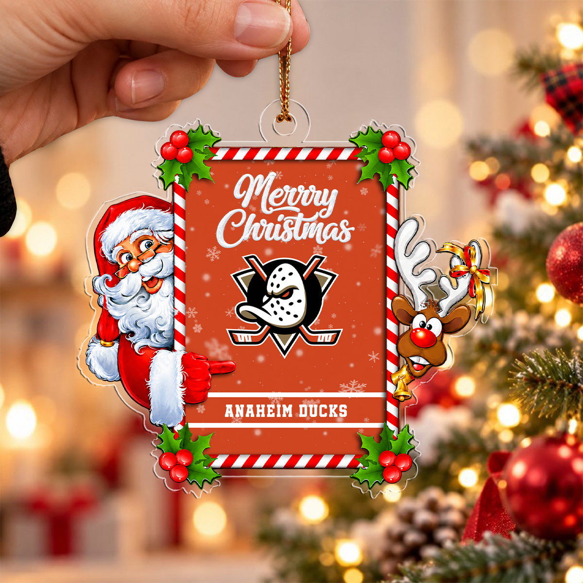 VIRAL EDITION - NEW CUSTOMIZED NHL09 AHD ANAHEIM DUCKS CHRISTMAS ACRYLIC ORNAMENT