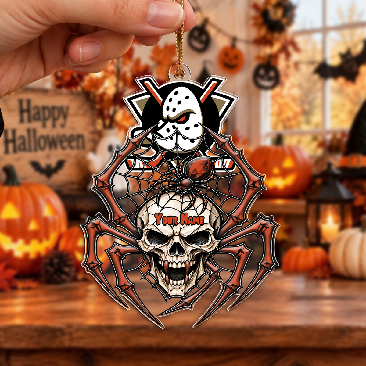 FINAL SALE - NEW CUSTOMIZED NHL09 AHD ANAHEIM DUCKS HALLOWEEN ACRYLIC ORNAMENT