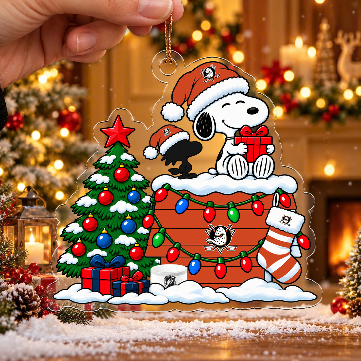 FLASH SALE - NEW CUSTOMIZED NHL09 AHD ANAHEIM DUCKS CHRISTMAS ACRYLIC ORNAMENT