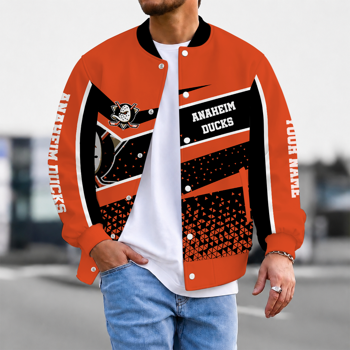 LIMITED EDITION - NEW CUSTOMIZED NHL09 AHD ANAHEIM DUCKS SATIN VARSITY JACKET & BASEBALL JACKET