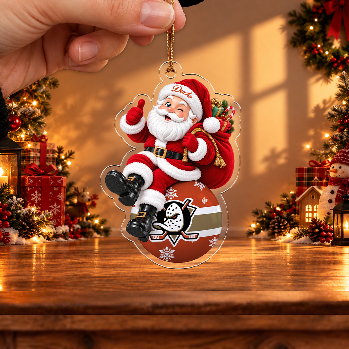 FINAL SALE - NEW CUSTOMIZED NHL09 AHD ANAHEIM DUCKS CHRISTMAS ACRYLIC ORNAMENT