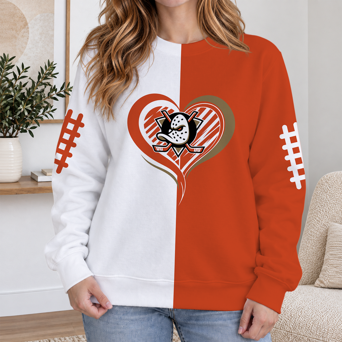 LIMITED EDITION - NEW CUSTOMIZED NHL09 AHD ANAHEIM DUCKS RIBBED HOODIE & SWEATSHIRT