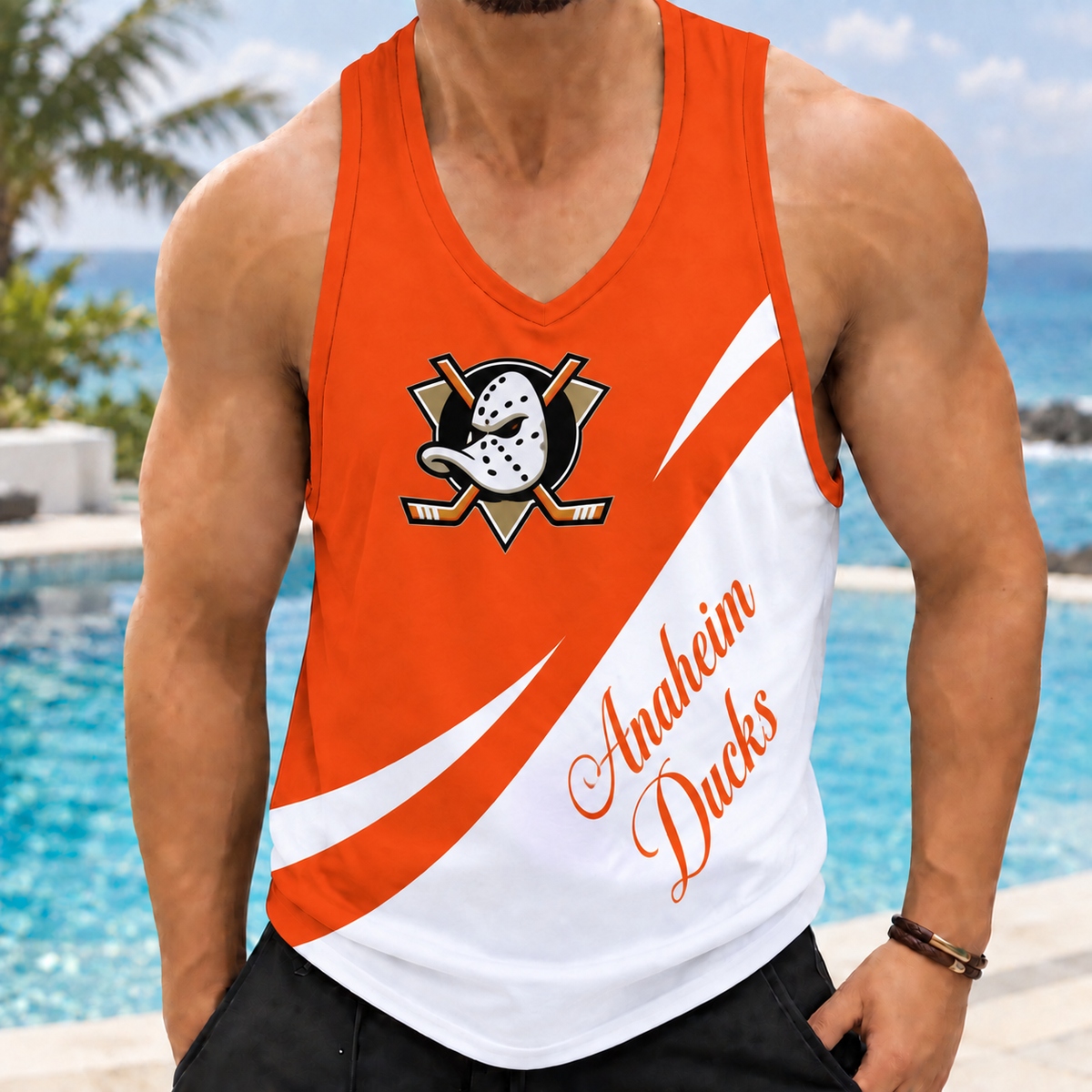 LIMITED EDITION - NEW CUSTOMIZED NHL09 AHD ANAHEIM DUCKS MEN'S TANK TOP