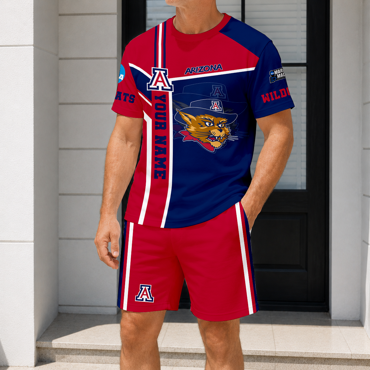 ELITE EDITION - NEW CUSTOMIZED NCAA MAM09 ARW ARIZONA WILDCATS T-SHIRT & SHORT PANTS SET