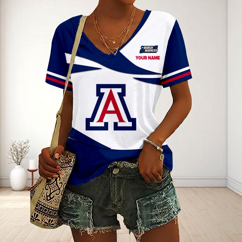 VIRAL EDITON - NEW CUSTOMIZED MAM NCAA09 ARW AR WILCATS V-NECK FEMALE SHIRT