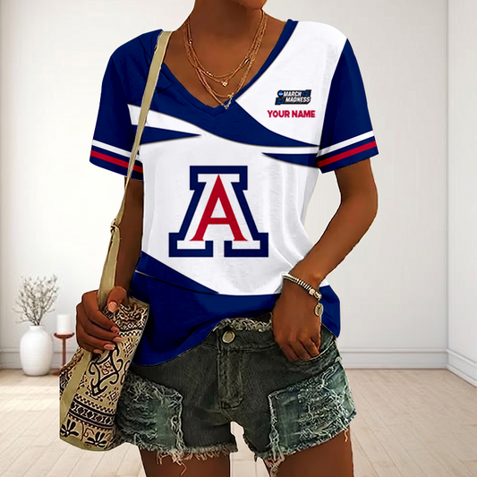 VIRAL EDITON - NEW CUSTOMIZED MAM NCAA09 ARW AR WILCATS V-NECK FEMALE SHIRT