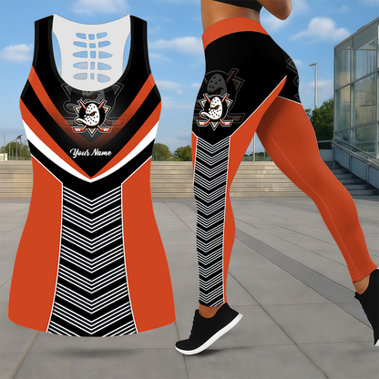 LIMITED EDITION - NEW CUSTOMIZED NHL09 AHD ANAHEIM DUCKS LEGGINGS & HOLLOW TANK TOP SET