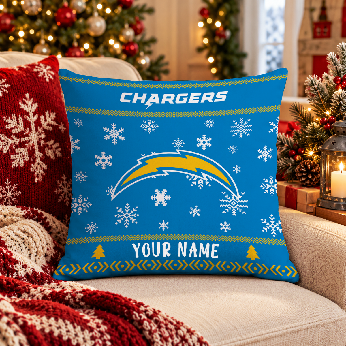 FINAL SALE - NEW PERSONALIZED NFL09 LAC LOS ANGELES CHARGERS PILLOW CASE