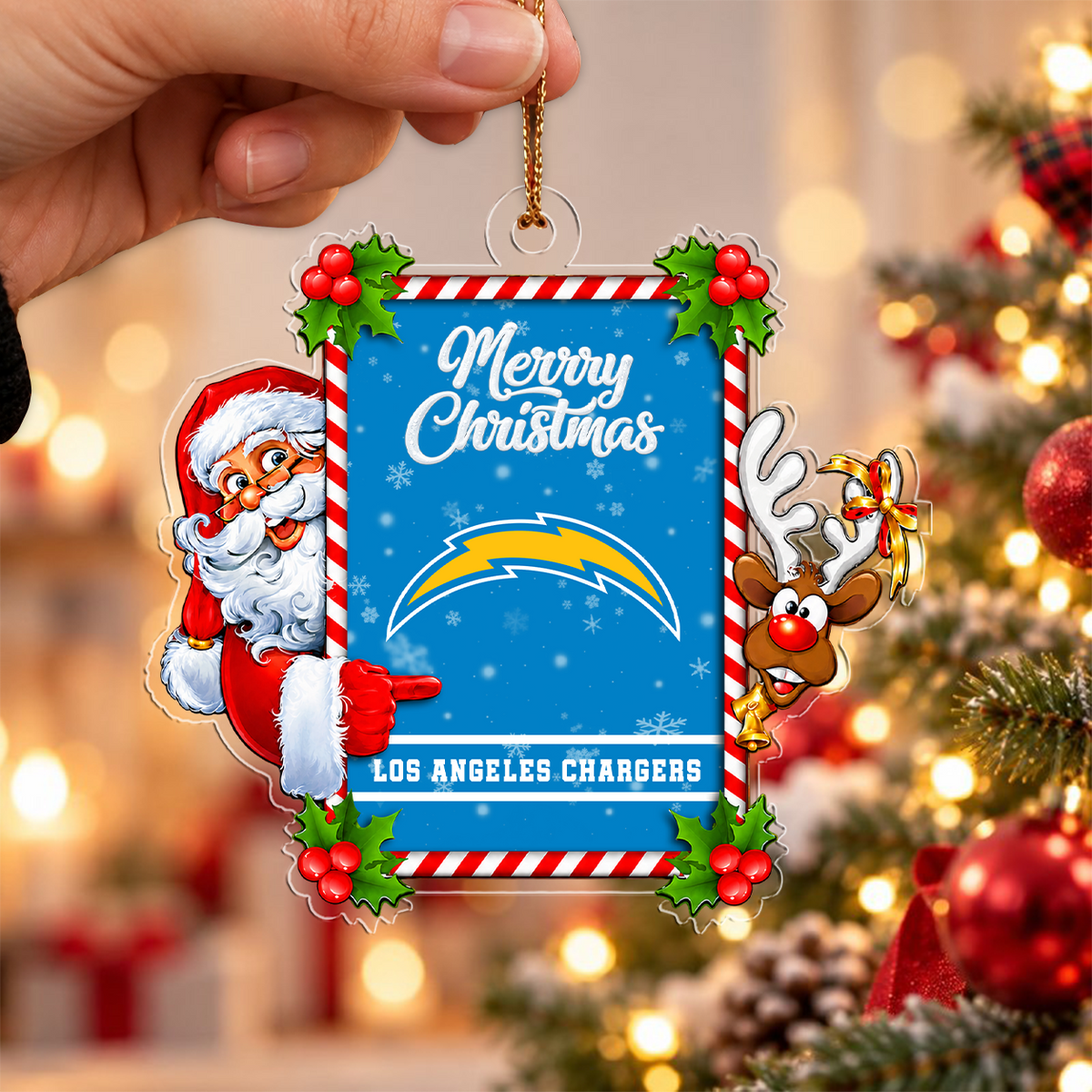 FINAL SALE - NEW CUSTOMIZED NFL09 LAC LOS ANGELES CHARGERS CHRISTMAS ACRYLIC ORNAMENT