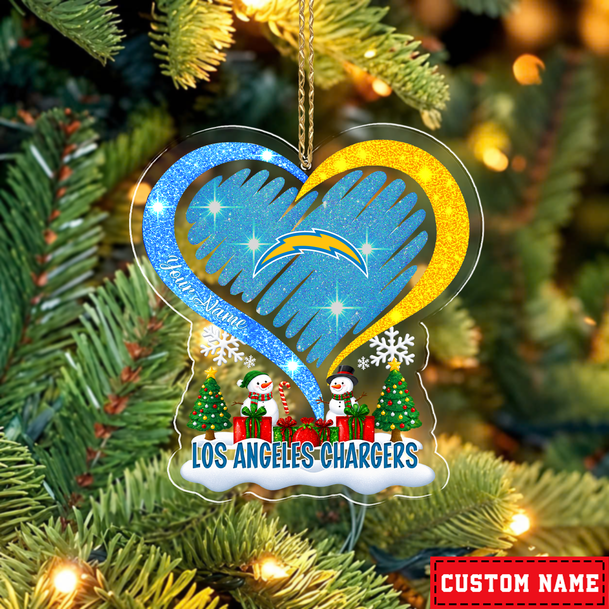 LIMITED EDITION - NEW CUSTOMIZED NFL09 LAC LOS ANGELES CHARGERS CHRISTMAS ACRYLIC ORNAMENT