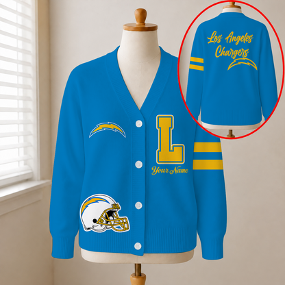 EXCLUSIVE EDITION - NEW CUSTOMIZED NFL09 LAC LOS ANGELES CHARGERS CARDIGAN
