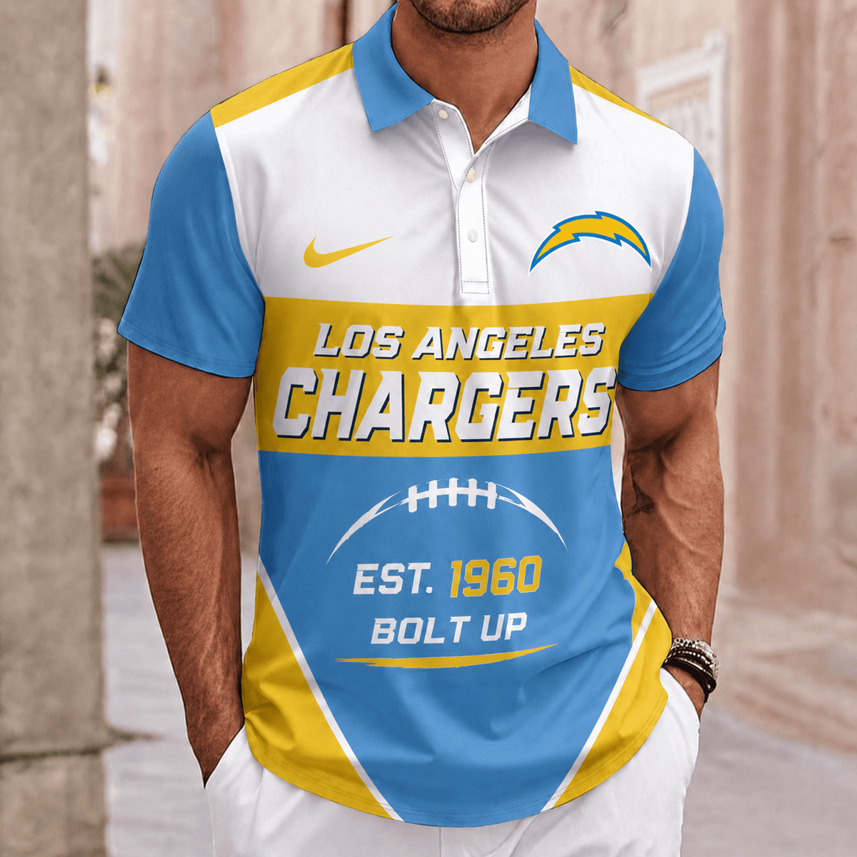 ELITE EDITION - NEW CUSTOMIZED NFL09 LAC LOS ANGELES CHARGERS POLO SHIRT, ZIP POLO SHIRT & T-SHIRTS