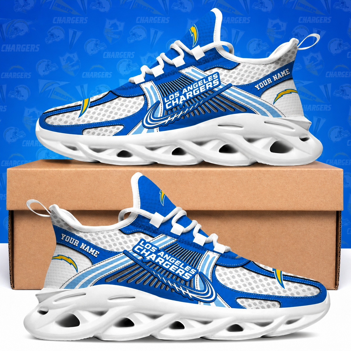 SPECIAL EDITION - NEW CUSTOMIZED NFL09 LAC LOS ANGELES CHARGERS MAX SOUL SHOES