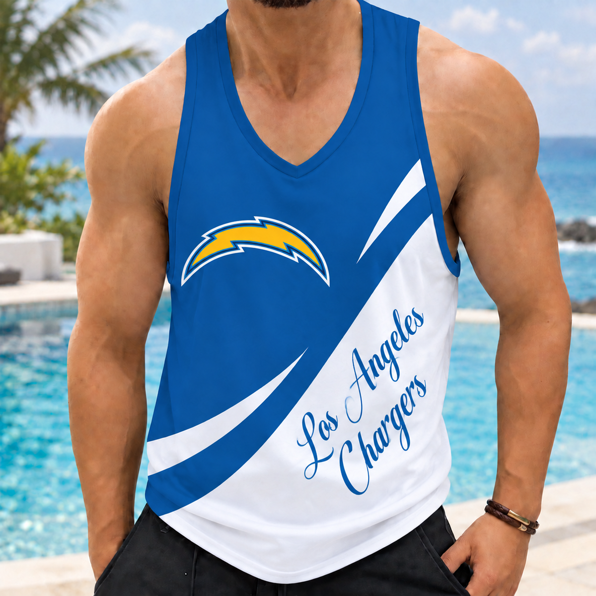 ELITE EDITION - NEW CUSTOMIZED NFL09 LAC LOS ANGELES CHARGERS MEN'S TANK TOP