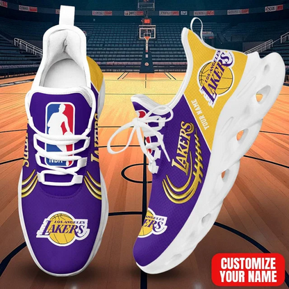 FINAL SALE - NEW CUSTOMIZED NBA09 LLA LOS ANGELES LAKERS PREMIUM CLUNKY SNEAKERS