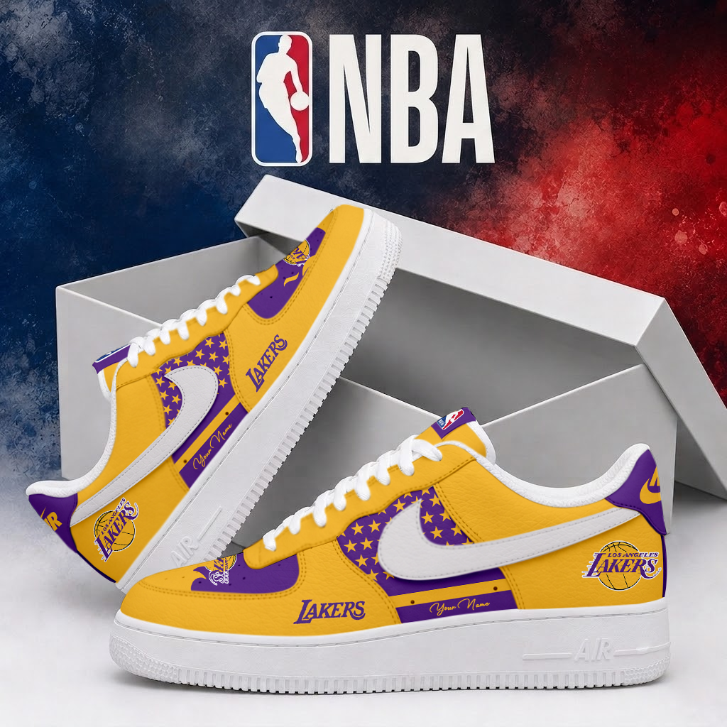 FINAL SALE - NEW CUSTOMIZED NBA09 LLA LOS ANGELES LAKERS AF1 SHOES