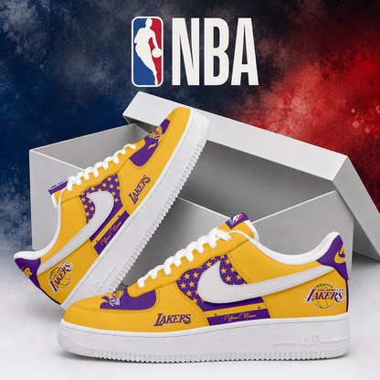FINAL SALE - NEW CUSTOMIZED NBA09 LLA LOS ANGELES LAKERS AF1 SHOES