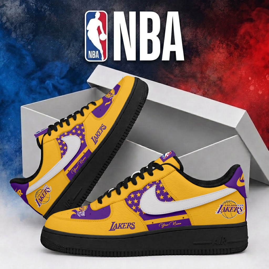 FINAL SALE - NEW CUSTOMIZED NBA09 LLA LOS ANGELES LAKERS AF1 SHOES