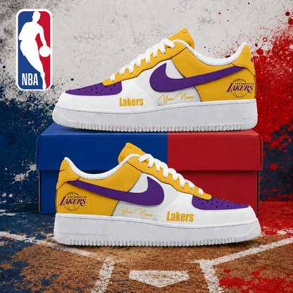 FINAL SALE - NEW CUSTOMIZED NBA09 LLA LOS ANGELES LAKERS AF1 SNEAKERS