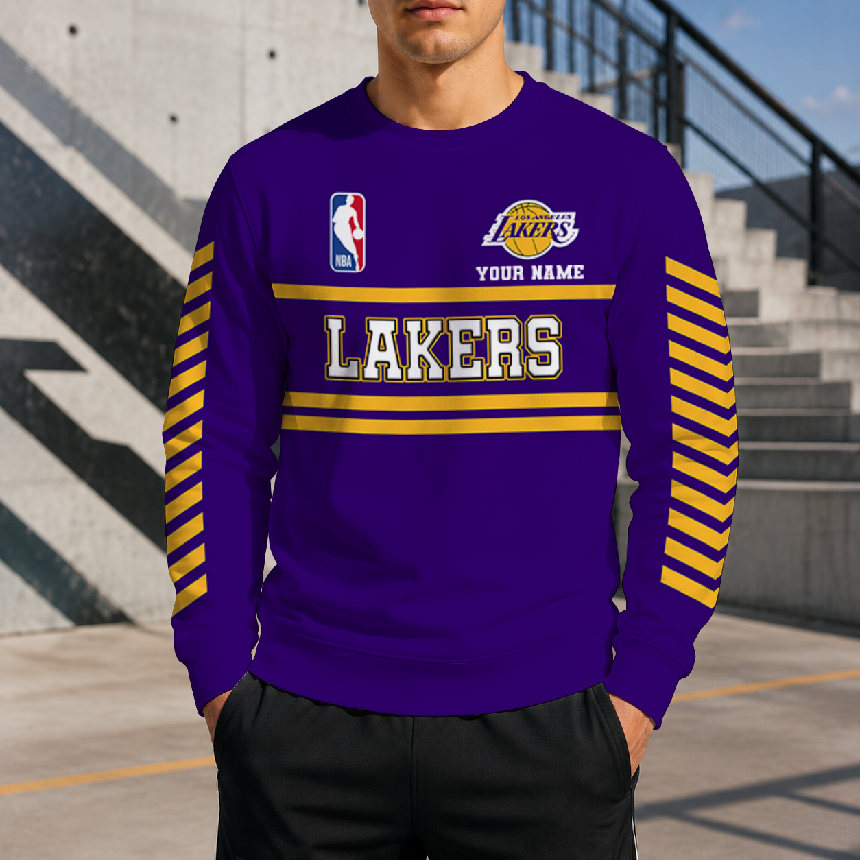 FINAL SALE - NEW CUSTOMIZED NBA09 LLA LOS ANGELES LAKERS UNISEX SWEATSHIRT