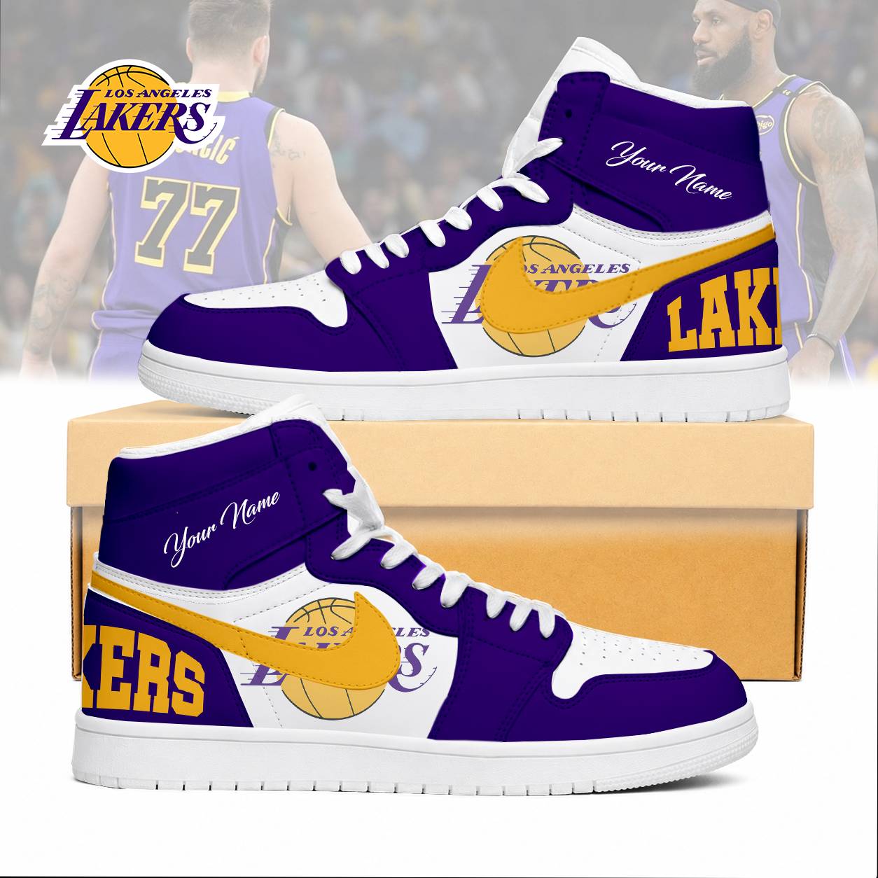 FINAL SALE - NEW CUSTOMIZED NBA09 LLA LOS ANGELES LAKERS AIR JORDAN SNEAKERS