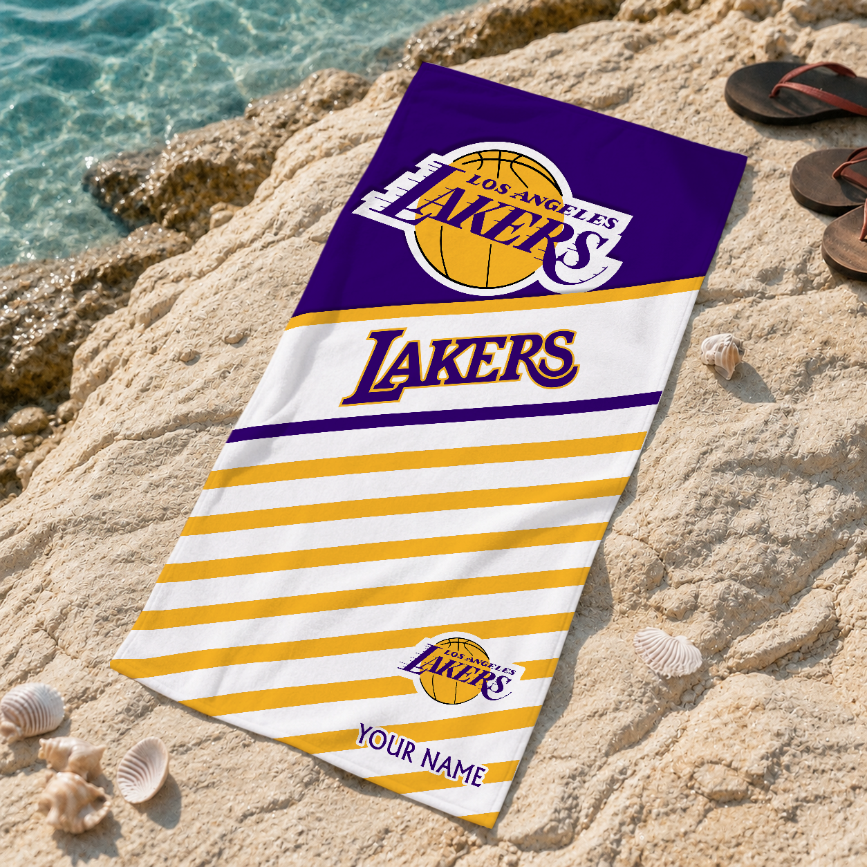 FINAL SALE - NEW CUSTOMIZED NBA09 LLA LOS ANGELES LAKERS BEACH TOWEL FOR FAN