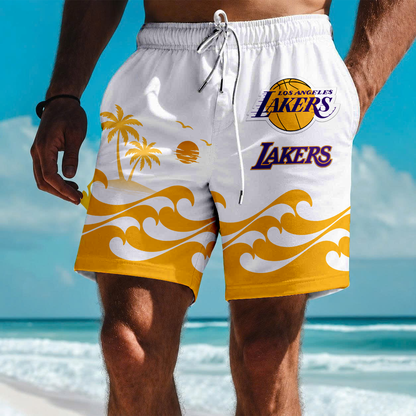 FINAL SALE - NEW CUSTOMIZED NBA09 LLA LOS ANGELES LAKERS SHORT PANTS