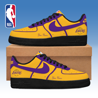 FINAL SALE - NEW CUSTOMIZED NBA09 LLA LOS ANGELES LAKERS AF1 SNEAKERS
