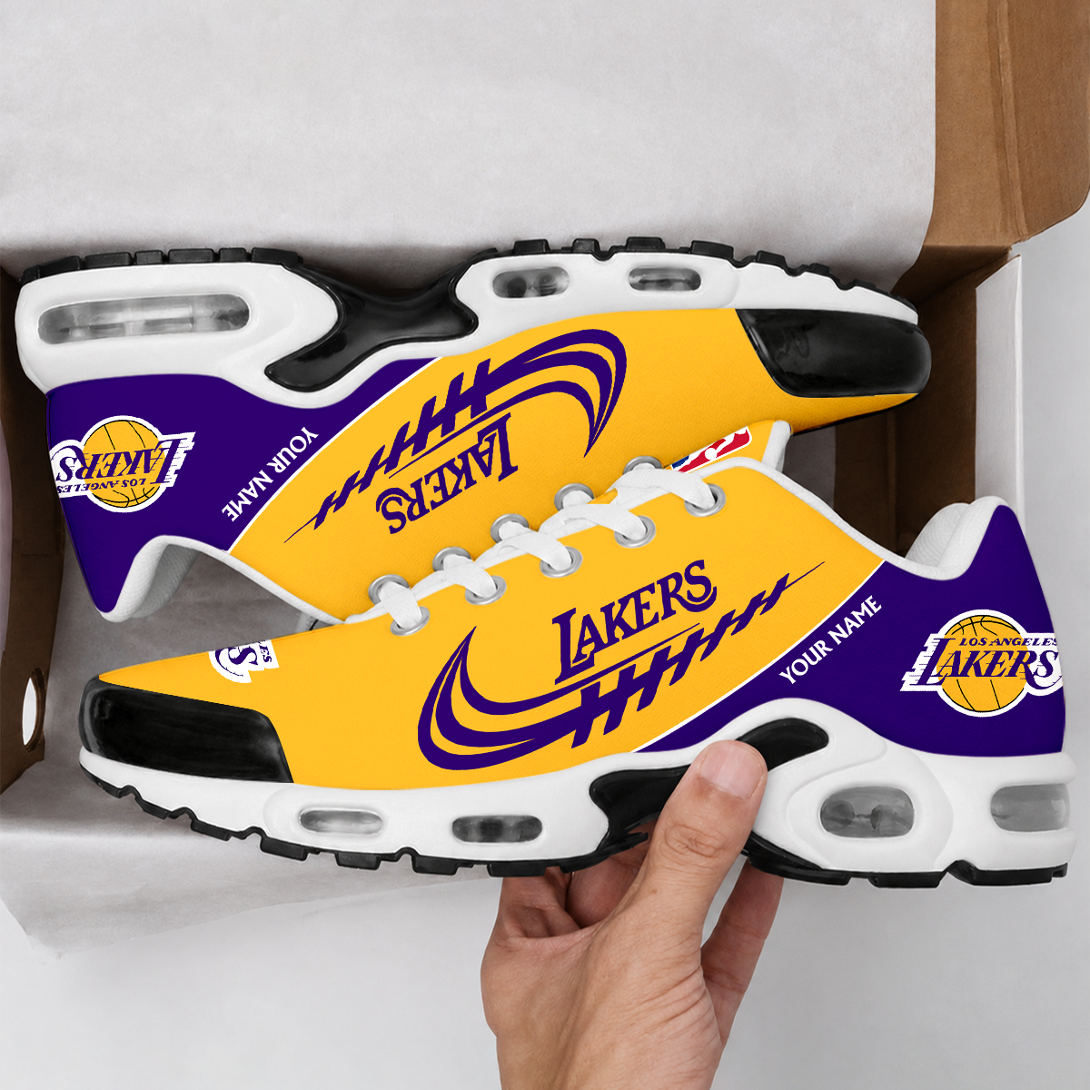 LIMITED EDITION - NEW CUSTOMIZED NBA09 LLA LOS ANGELES LAKERS AIR MAX PLUS SNEAKERS